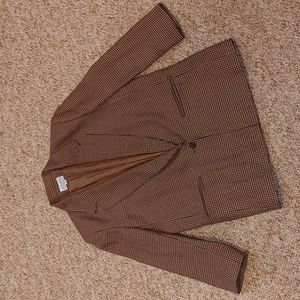 The Villager Vintage Houndstooth Single Button Wool Blazer Jacket Dark Academia